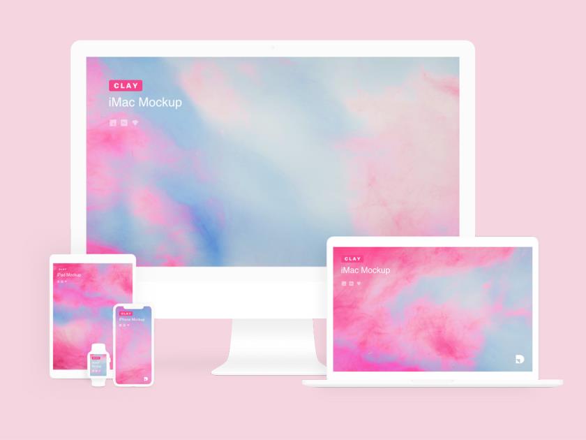 一个免费的极简主义的苹果设备样机模型套件sketch，psd格式