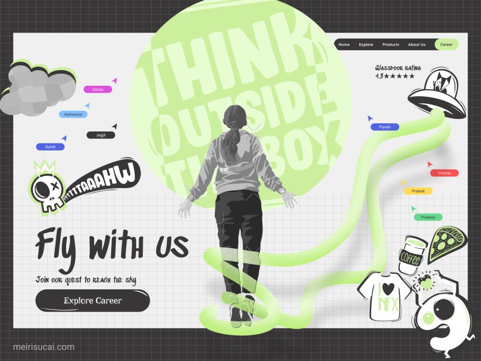 手绘，科幻设计风格，设计师作品集网站设计figma源文件