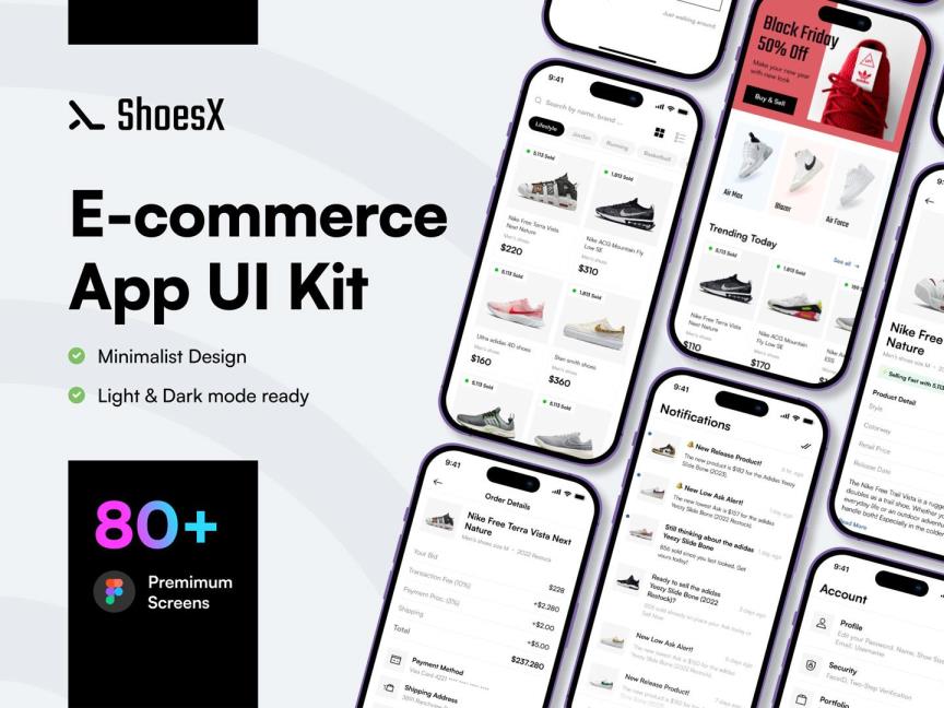 160页鞋类电商APP设计 | UI设计Figma源文件