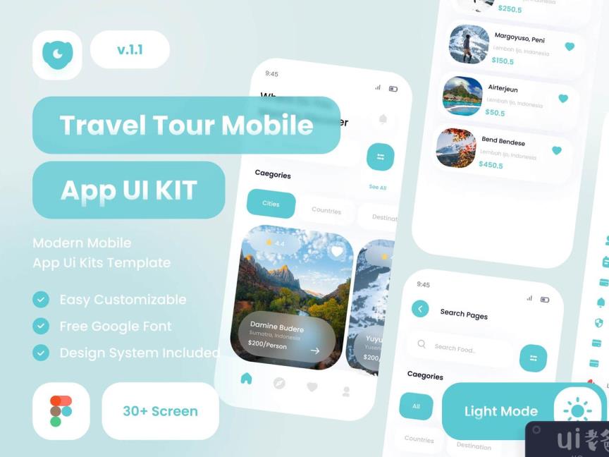 30页旅游APP设计 | UI界面设计Figma源文件
