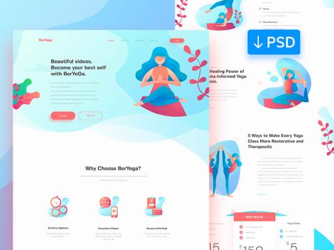 瑜伽登录网站设计psd格式免费素材