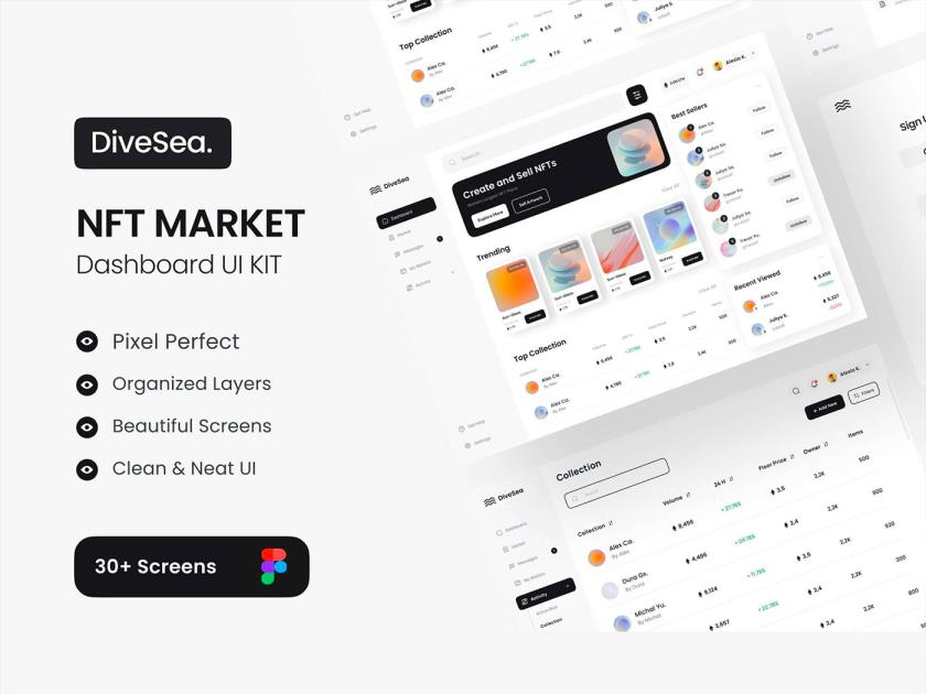 NFT市场虚拟资产后台UI设计模板资源figma源文件