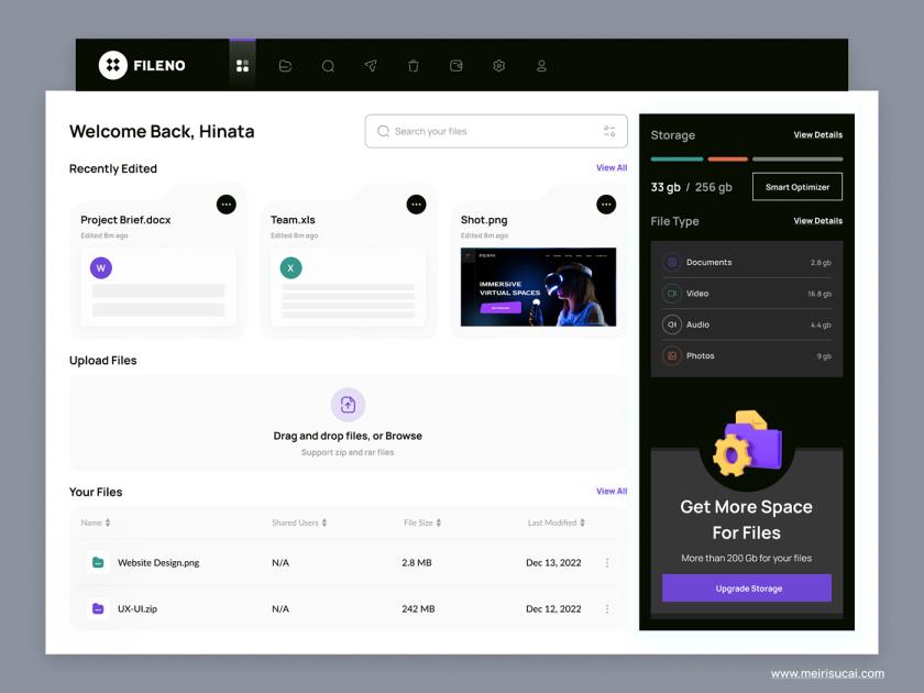 文件管理仪表板figma源文件免费下载