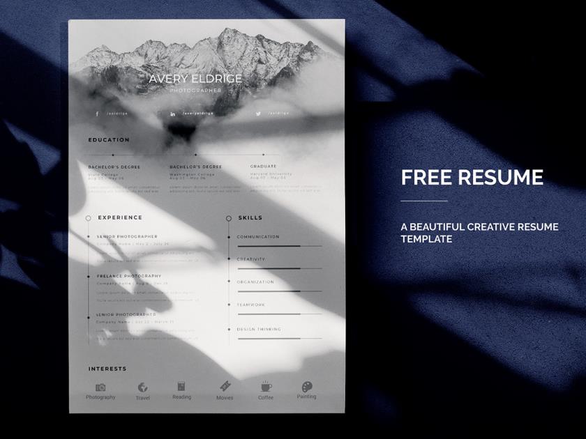 免费漂亮的创意简历模板psd,ai格式