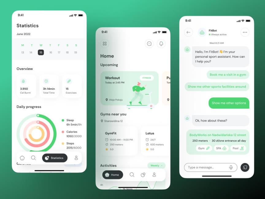 3页运动健身APP/小程序设计|UI设计Figma源文件