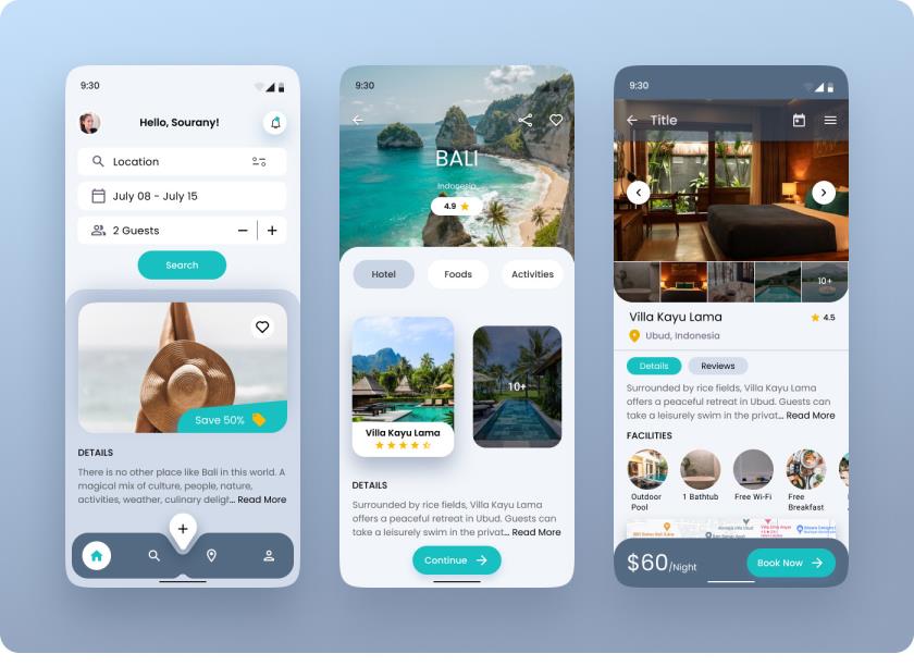 3页拟物风格旅游类app素材figma源文件