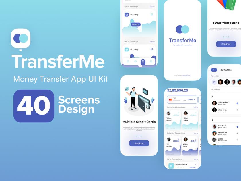 40屏，银行理财app，转账汇款Ui App Kit素材Figma、Sketch 、 XD源文件