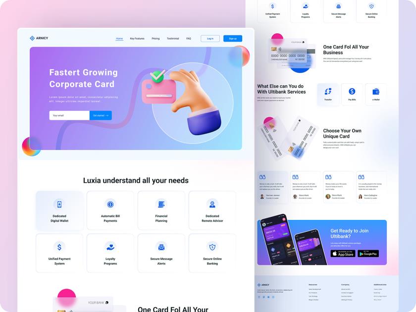 金融网站模板设计sketch，xd，figma源文件