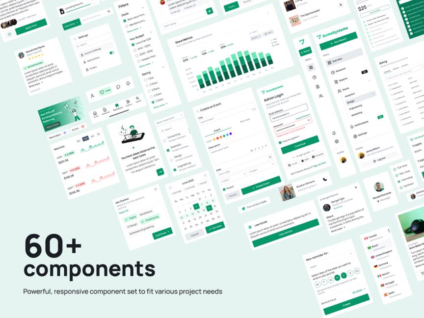 60+网页UI设计组件库 | UI设计Figma源文件