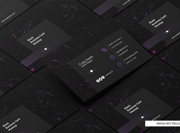 黑色名片免费模型样机psd格式