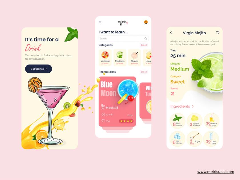 智能制作自己的饮料应用程序app素材sketch，xd，figma格式