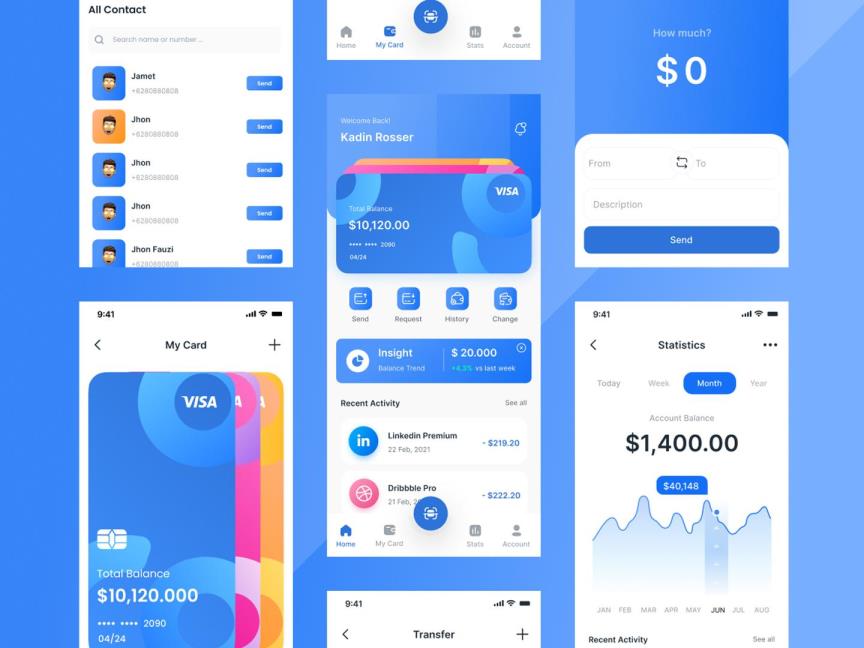 银行卡钱包APP界面设计|UI设计Figma源文件
