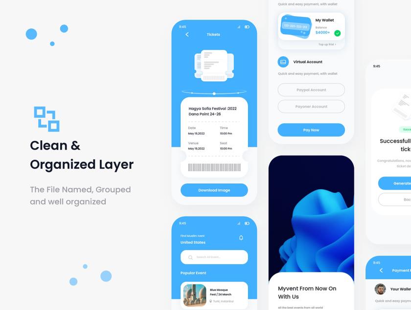 24屏线上票务演出预定app素材sketch，xd，figma格式