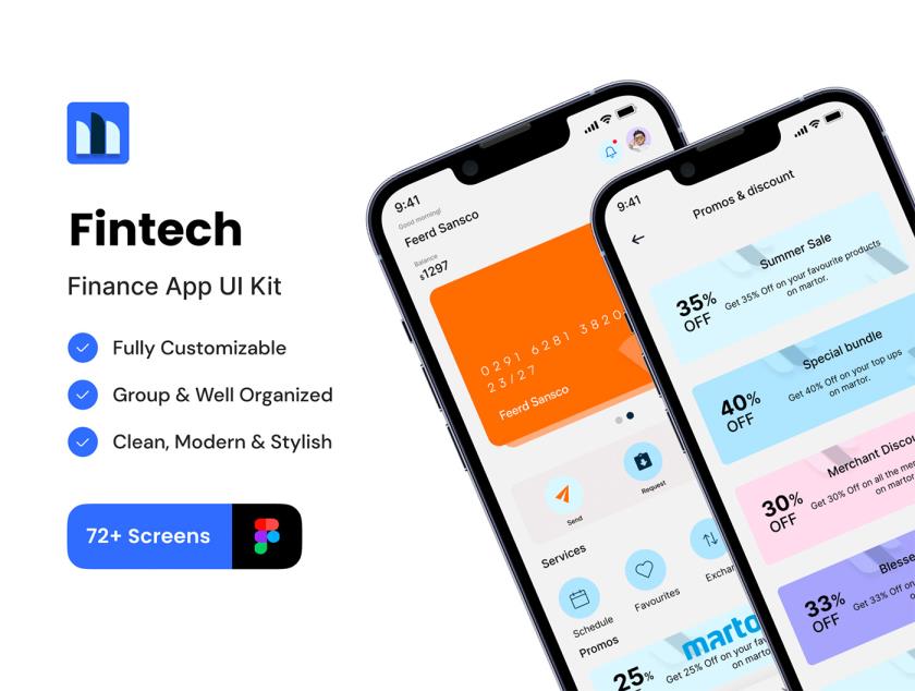 72屏金融/银行App UI Kit figma源文件