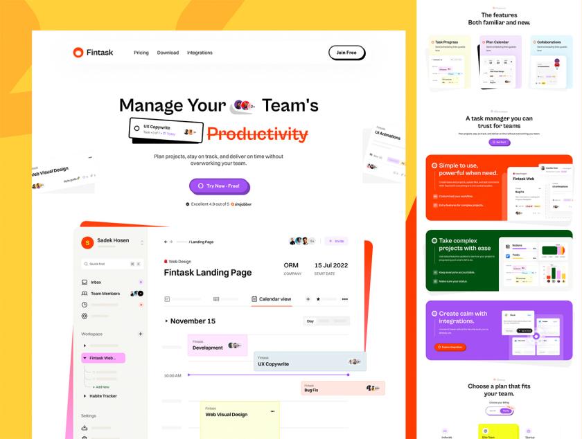 7页任务管理网页模板sketch，xd，figma格式