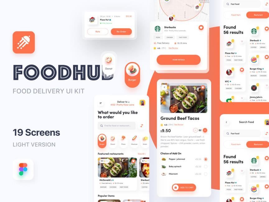 19页美食外卖APP设计 | UI界面设计Figma源文件