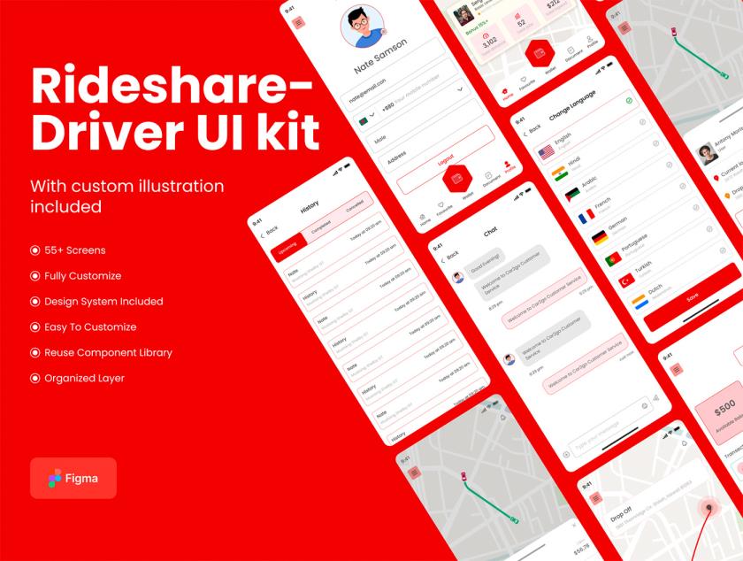 拼车滴滴打车APP设计figma源文件