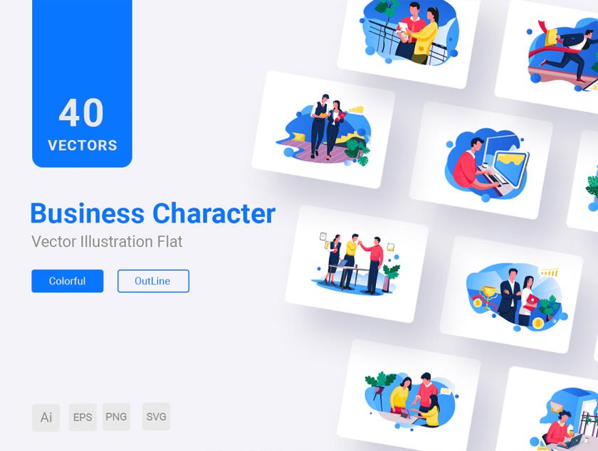 80个商务风格插画素材 Ai，EPS 文件