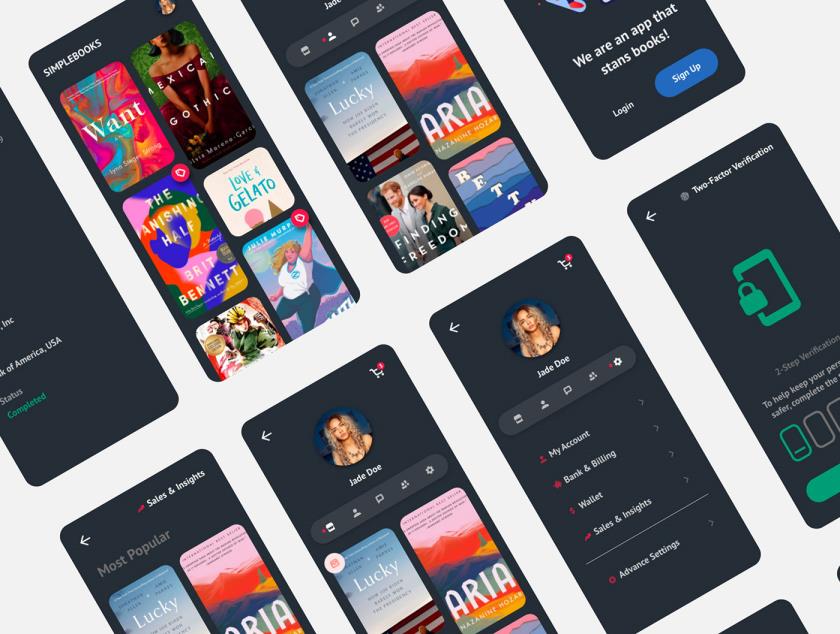 50页明暗主题当当书店，电子书app设计psd源文件