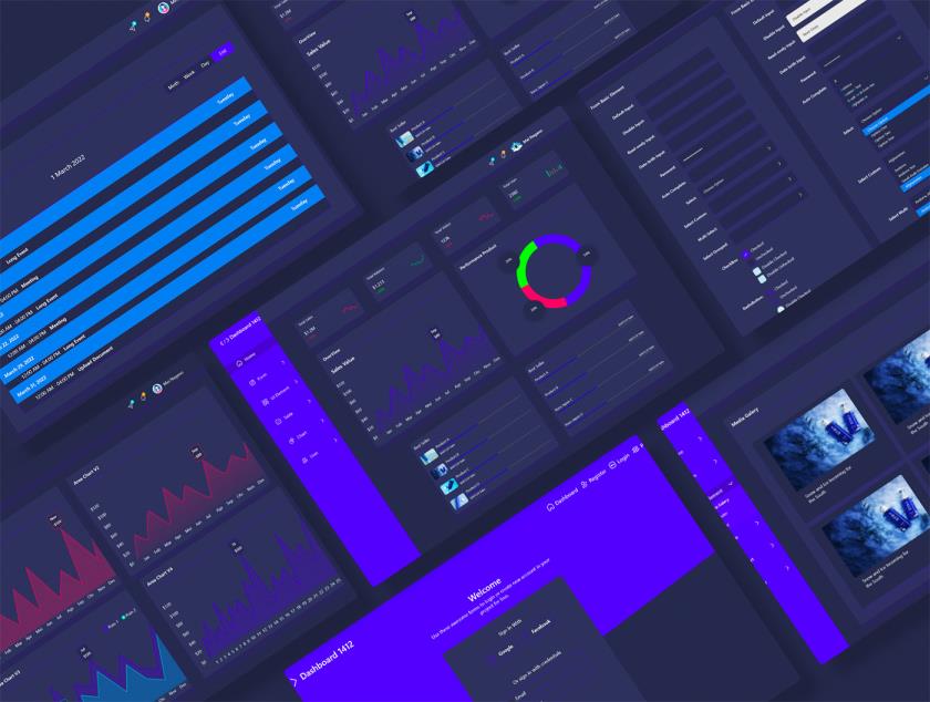 B端 42页 管理仪表板任务管理器 UI 工具包figma，xd格式