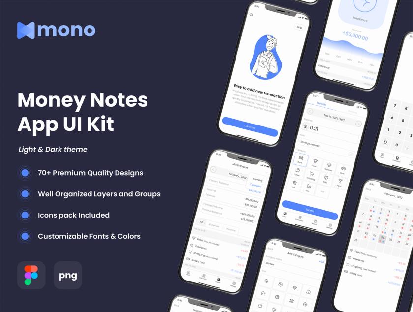 72屏金融理财，管理笔记app素材figma源文件