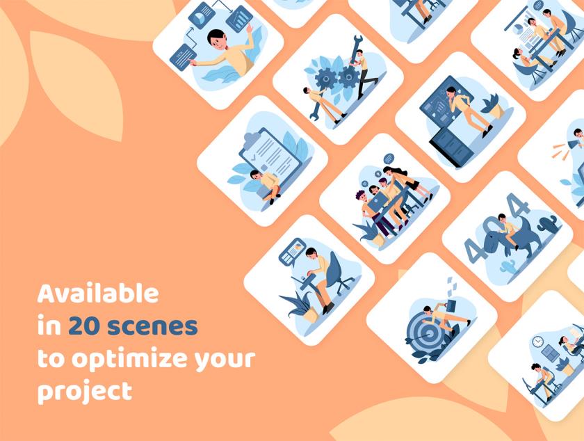 丰富多彩的工作和办公室插图包figma，ai，eps，svg，png格式