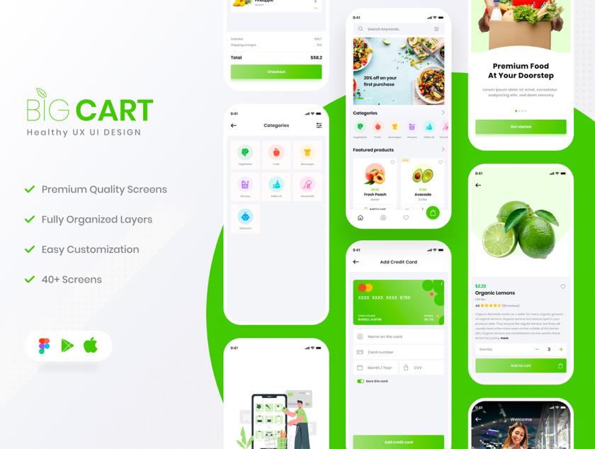 40屏叮咚买菜，水果电商app素材figma源文件