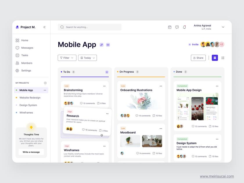 项目管理仪表板B端设计sketch，xd，figma源文件