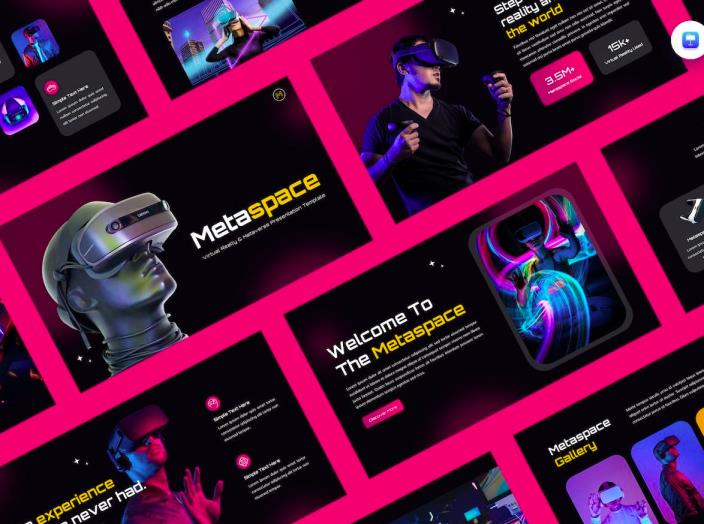 元宇宙、VR幻灯片演示文档keynote模板,模板没有图片