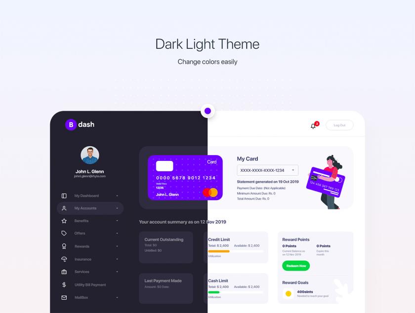 B端银行后台管理仪表板用户界面xd源文件