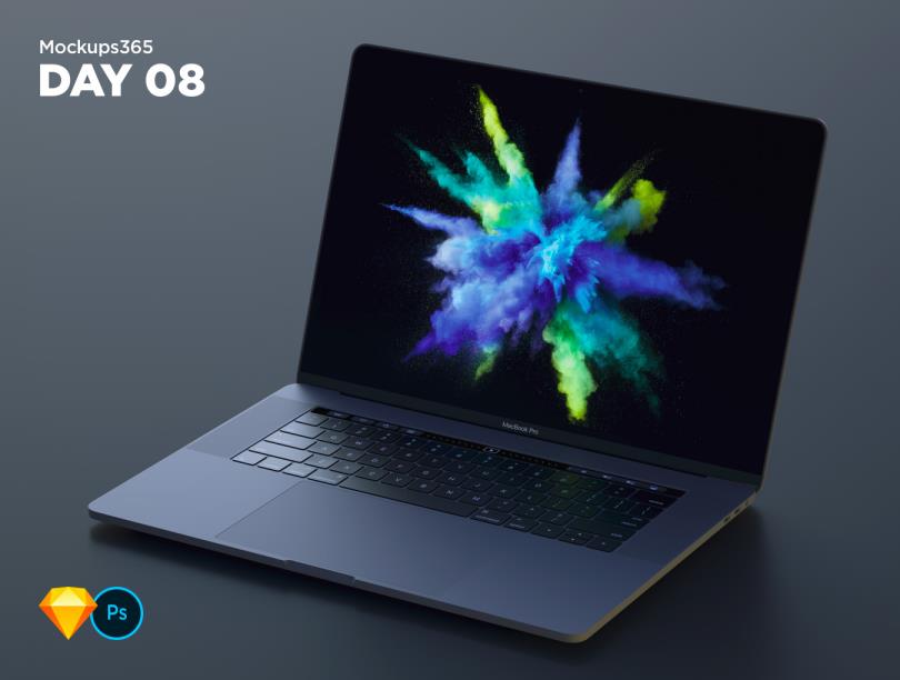 用于 Sketch 和 Photoshop 4K 的 Macbook Pro 模型样机