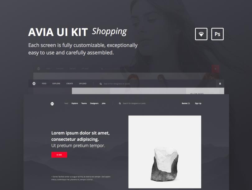 40 个模板电商购物 UI 套件sketch，psd格式