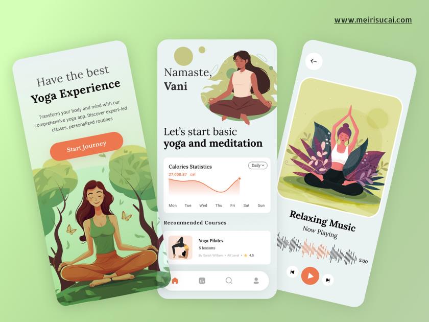 瑜伽和冥想移动App(社区)sketch，xd，figma格式