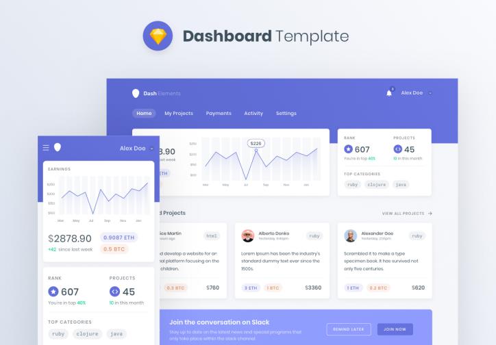 响应式B端仪表板模板sketch格式