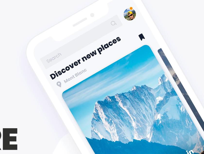 10页极简主义深空灰色探险，旅游app素材PSD、XD格式