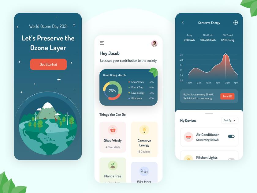 环保概念app让我们保护臭氧层素材sketch，xd，figma格式