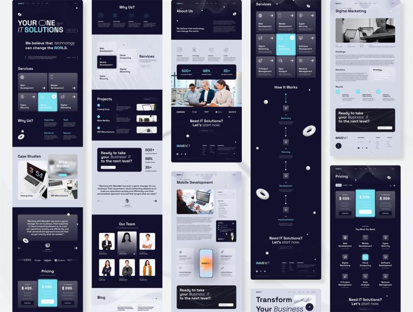 IT 解决方案和技术网站 UI 设计 Figma 模板