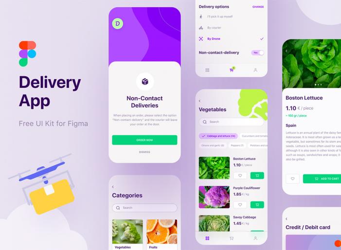 绿色蔬菜水果购物app素材sketch，xd，figma格式