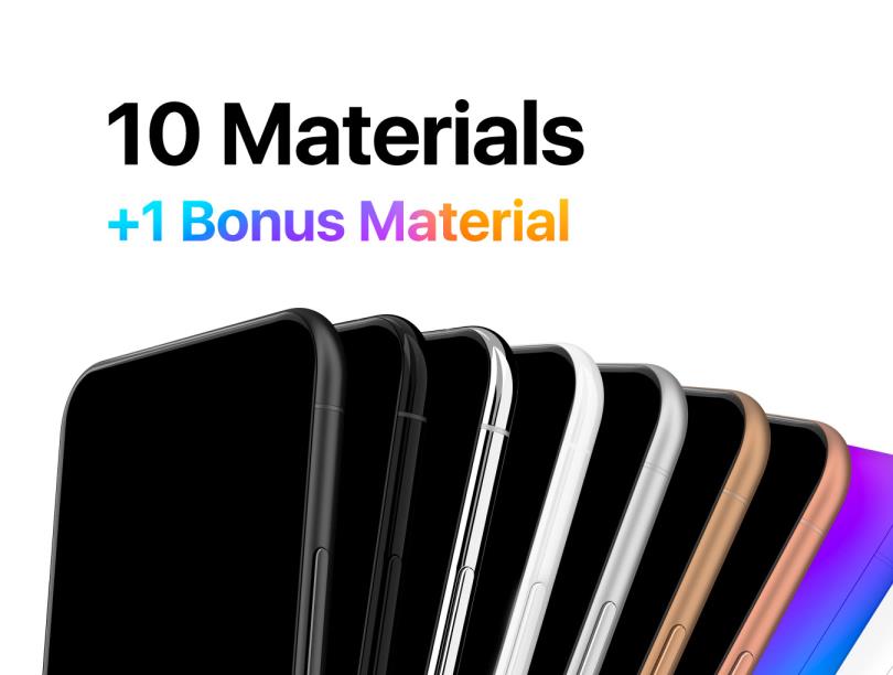 10种材质通用移动设手机模型，Photoshop 和 Sketch 的 6K 移动设备样机