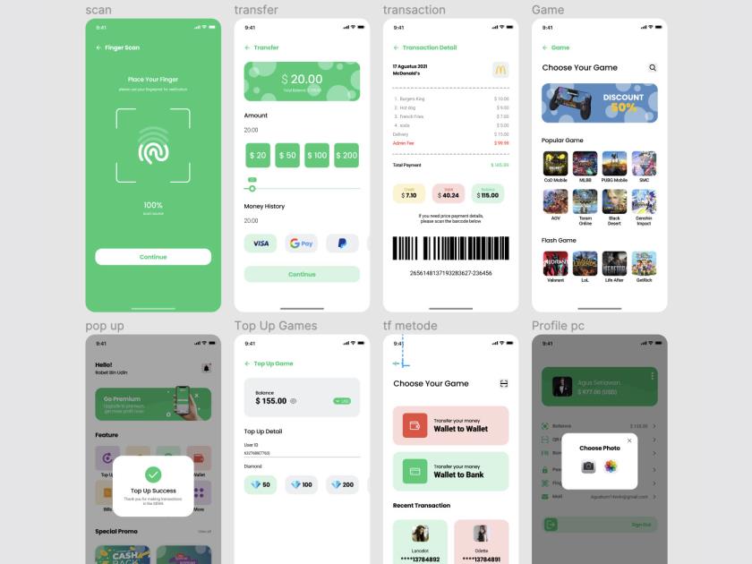 16页虚拟电商支付平台app素材，sketch，xd，figma源文件