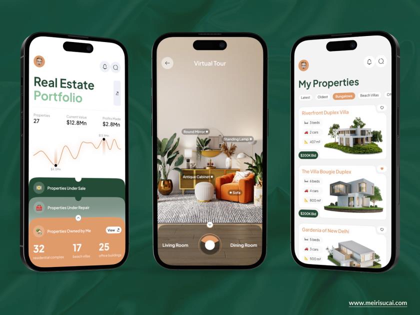 房地产投资组合管理应用程序app素材sketch，xd，figma格式