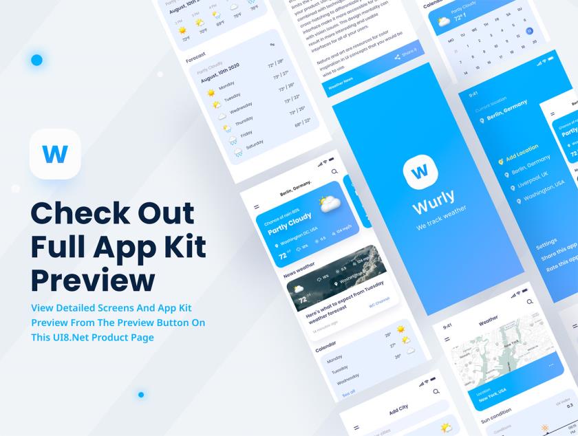 12页天气预报移动应用程序app UI 套件figma格式