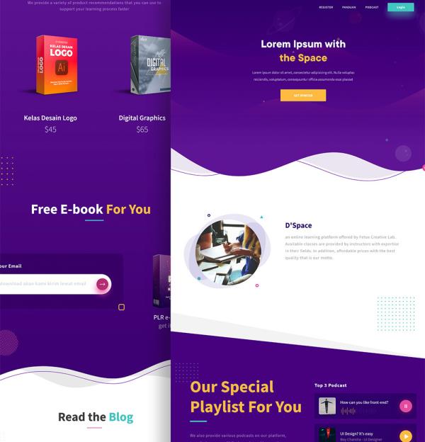 紫色5个页面企业网站官网设计XD源文件