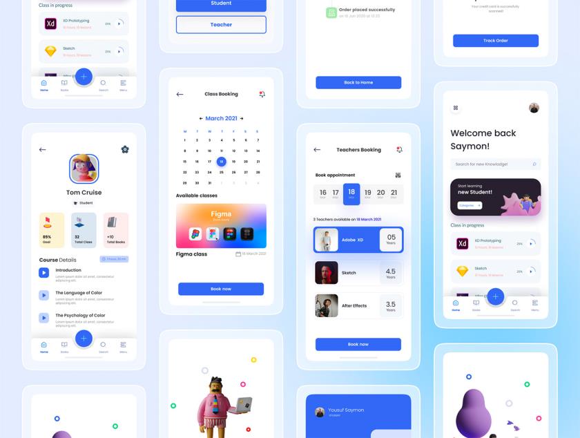 27页教育app，在线学习app设计figma源文件