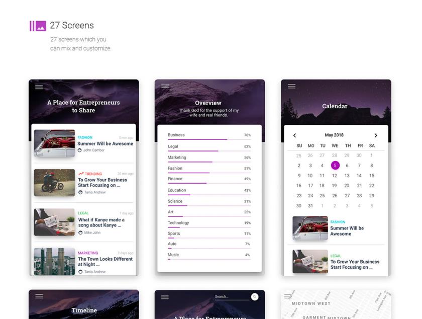 27页sketch移动端设计UI套件
