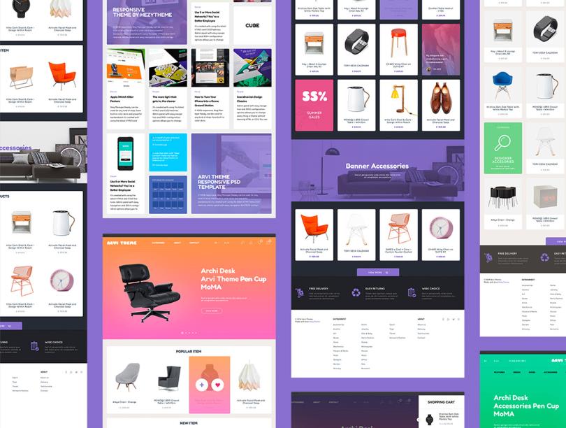 67页电商网站高保真原型 PSD 模板