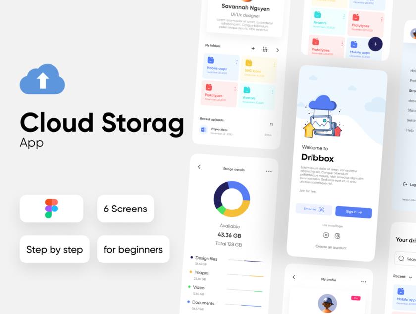 6页云盘储存APP界面设计figma源文件