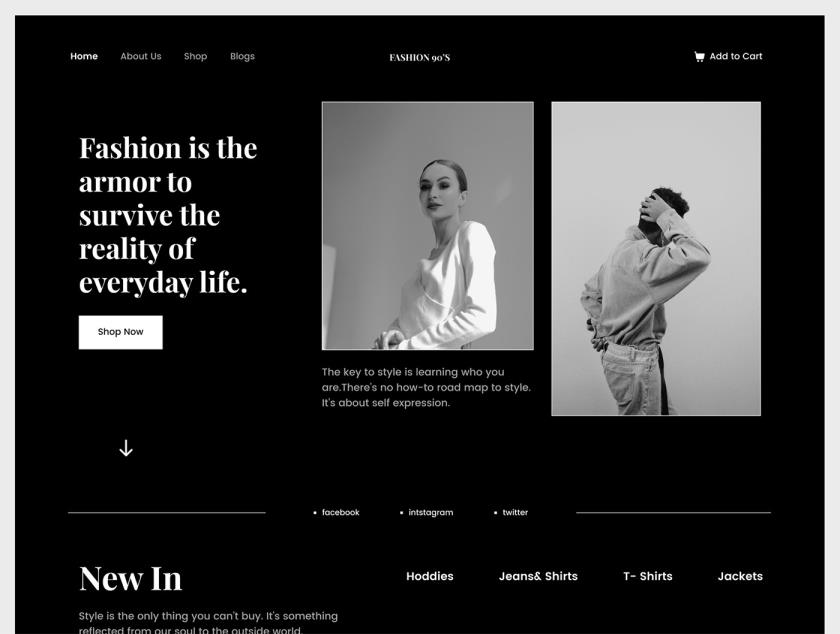 酷黑女性购物电商网站首页设计figma源文件