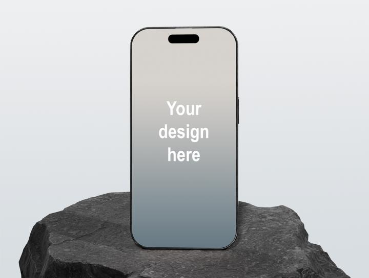 Iphone 14 Pro 灰色岩石样机 3 件装PSD格式