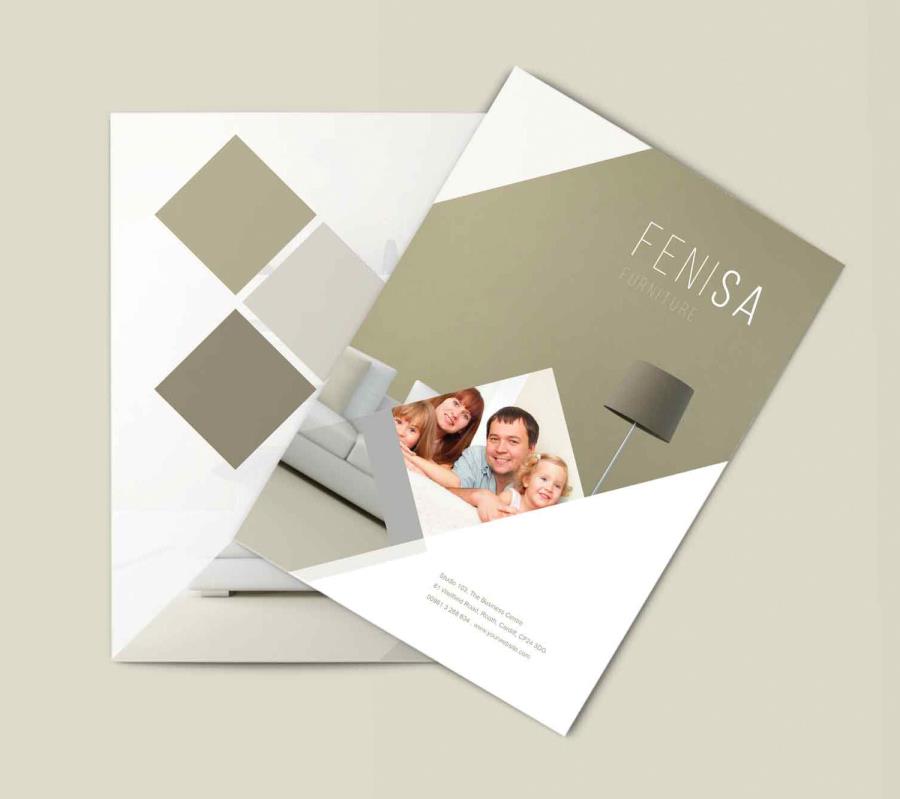 家具 A4 双折小册子模板psd